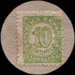 Carton moneda Balaguer 1936 - 10 centimos - timbre-monnaie de fantaisie - Espagne - revers