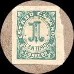 Carton moneda Baleares 1936 - 1 centimo - timbre-monnaie de fantaisie - Espagne - revers