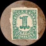 Carton moneda Barcelona 1936 - 1 centimo - timbre-monnaie de fantaisie - Espagne - revers