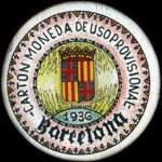 Carton moneda Barcelona 1936 - 5 centimos - timbre-monnaie de fantaisie - Espagne - avers