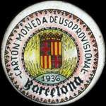 Carton moneda Barcelona 1936 - 20 centimos - timbre-monnaie de fantaisie - Espagne - avers