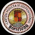 Carton moneda Barcelona 1936 - 45 centimos - timbre-monnaie de fantaisie - Espagne - avers