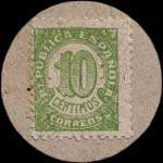 Carton moneda Burgos 1936 - 10 centimos - timbre-monnaie de fantaisie - Espagne - revers