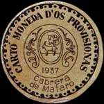 Carton moneda Cabrera de Mataro 1937 - 45 centimos - timbre-monnaie de fantaisie - Espagne - avers