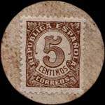 Carton moneda Cabrils 1937 - 5 centimos - timbre-monnaie de fantaisie - Espagne - revers