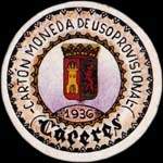 Carton moneda Caceres 1936 - 10 centimos - timbre-monnaie de fantaisie - Espagne - avers