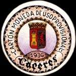 Carton moneda Caceres 1936 - 25 centimos - timbre-monnaie de fantaisie - Espagne - avers