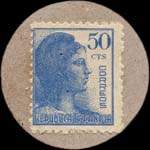 Timbre-monnaie Cadiz 1936 - carton moneda - 50 centimos - revers