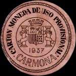 Carton moneda Carmona 1937 - 20 centimos - timbre-monnaie de fantaisie - Espagne - avers