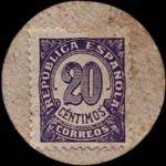 Carton moneda Carmona 1937 - 20 centimos - timbre-monnaie de fantaisie - Espagne - revers
