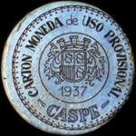 Timbre-monnaie de fantaisie - Caspe - 1937 - Espagne - carton moneda
