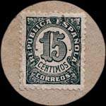 Carton moneda Castellon de la Plana 1936 - 15 centimos - timbre-monnaie de fantaisie - Espagne - revers