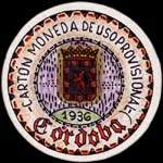 Timbre-monnaie de fantaisie - Cordoba - 1936 - Espagne - carton moneda