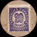 Carton moneda Cornella de Llobregat 1937 - 20 centimos - timbre-monnaie de fantaisie - Espagne - revers