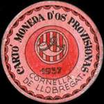 Carton moneda Cornella de Llobregat-  1937 - 45 centimos - timbre-monnaie de fantaisie - Espagne - avers