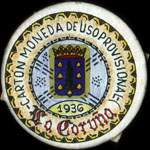 Carton moneda La Coruña 1936 - 1 centimo - timbre-monnaie de fantaisie - Espagne - avers