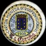 Carton moneda La Coruña 1936 - 10 centimos - timbre-monnaie de fantaisie - Espagne - avers