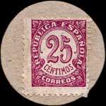 Carton moneda La Coruña 1936 - 25 centimos - timbre-monnaie de fantaisie - Espagne - revers
