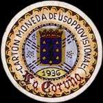 Carton moneda La Coruña 1936 - 30 centimos - timbre-monnaie de fantaisie - Espagne - avers