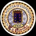 Carton moneda La Coruña 1936 - 60 centimos - timbre-monnaie de fantaisie - Espagne - avers