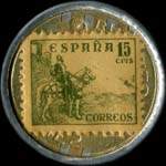 Timbre-monnaie 15 centimos - Almacenes Jorba - Barcelona - Espagne - revers