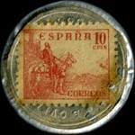 Timbre-monnaie 10 centimos - Bar Mery - T.78138 - Av. G.Franco 600 - P.Calvo Sotel 0-2 - Espagne - revers