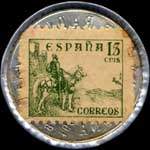 Timbre-monnaie 15 centimos de Burgos - Radio-Lucarda - Rambla Cataluna .8. av.José Antonio.594. Barcelona - Espagne - revers