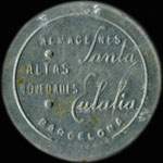 Timbre-monnaie 15 centimos - Almacenes Santa Eulalia - Altas Novedades - Barcelona - Espagne - avers