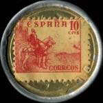 Timbre-monnaie 10 centimos - Camisas Urueña - Barcelona - Espagne - revers