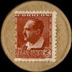 Timbre-monnaie Espagne - Carton moneda - 2 centimos Blasco Ibanez - Petites armoiries - revers