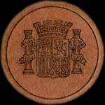 Timbre-monnaie Espagne - Carton moneda - 2 centimos E.Vaquer - Petites armoiries - avers