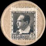 Timbre-monnaie Espagne - Carton moneda - 5 centimos Blasco Ibanez - Petites armoiries - revers