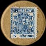 Timbre-monnaie Espagne - Carton moneda - 5 centimos Especial Movil type 1 - Petites armoiries - revers