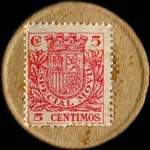 Timbre-monnaie Espagne - Carton moneda - 5 centimos Especial Movil type 2 - Petites armoiries - revers