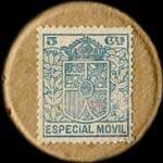 Timbre-monnaie Espagne - Carton moneda - 5 centimos Especial Movil type 3 - Petites armoiries - revers