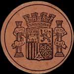 Timbre-monnaie Espagne - Carton moneda - 5 centimos - Grandes armoiries - avers