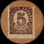 Timbre-monnaie Espagne - Carton moneda - 5 centimos - Grandes armoiries - revers