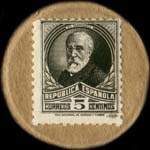 Timbre-monnaie Espagne - Carton moneda - 5 centimos Pi Margall - Petites armoiries - revers