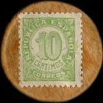 Timbre-monnaie Espagne - Carton moneda - 10 centimos - Petites armoiries - revers