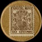 Timbre-monnaie Espagne - Carton moneda - 10 centimos Especial Movil type 1 - Petites armoiries - revers