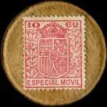 Timbre-monnaie Espagne - Carton moneda - 10 centimos Especial Movil type 3 - Petites armoiries - revers
