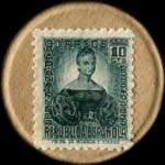 Timbre-monnaie Espagne - Carton moneda - 10 centimos S.Toda - Petites armoiries - revers