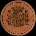 Timbre-monnaie Espagne - Carton moneda - 10 centimos E. Vaquer Surcharge Republica Espanola - Petites armoiries - avers