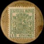 Timbre-monnaie Espagne - Carton moneda - 15 centimos Especial Movil type 1 - Petites armoiries - revers