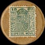 Timbre-monnaie Espagne - Carton moneda - 15 centimos Especial Movil type 3 - Petites armoiries - revers