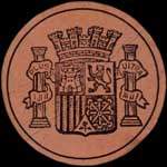Timbre-monnaie Espagne - Carton moneda - 15 centimos - Grandes armoiries - avers