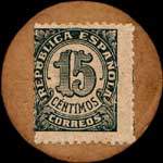 Timbre-monnaie Espagne - Carton moneda - 15 centimos - Grandes armoiries - revers