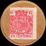Timbre-monnaie Espagne - Carton moneda - 15 centimos Especial Movil type 2 - Petites armoiries - revers