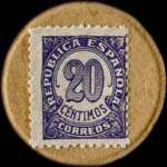 Timbre-monnaie Espagne - Carton moneda - 20 centimos - Petites armoiries - revers