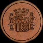 Timbre-monnaie Espagne - Carton moneda - 20 centimos E.Vaquer - Petites armoiries - avers